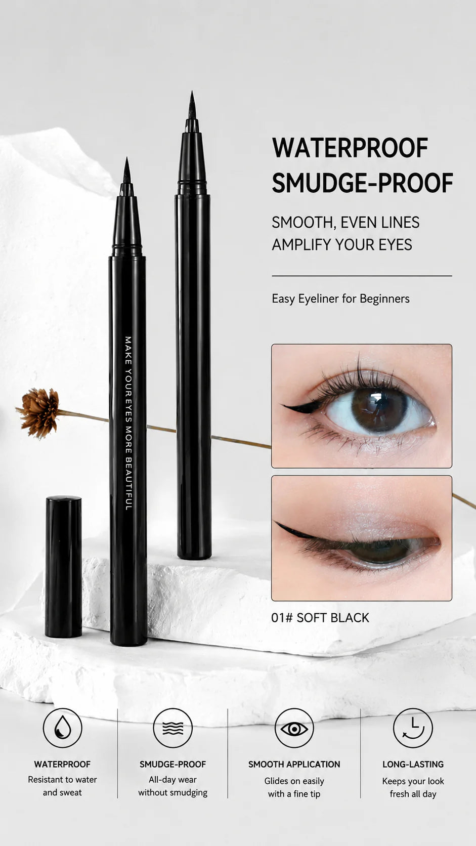 Foxexpro-Cosmetics eyeliner pen is sweat-resistant and doesn't smudge easily